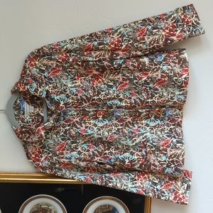 CHRISTOPHER & BANKS Stretch Print Multi-colored Denim Jacket Size M Layering